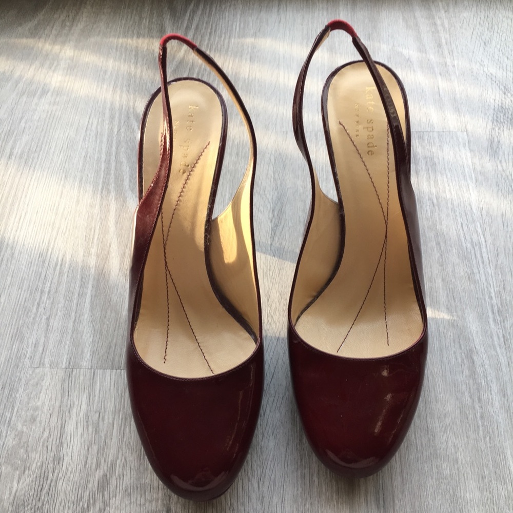 Kate Spade Slingbacks Sz 9 in Oxblood patent